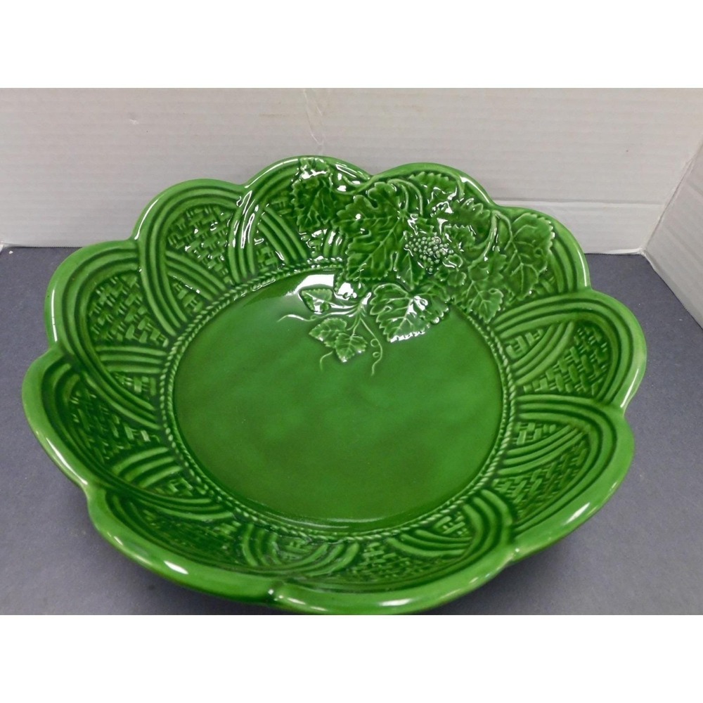 Vtg Green Italian Majolica 1960 Circa Bowl Made In Italy DW33